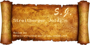 Streitberger Jolán névjegykártya